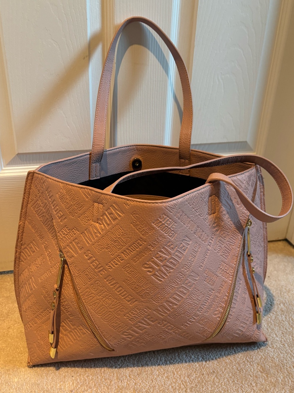 Steve Madden Blush Embossed Tote with Gold Accents